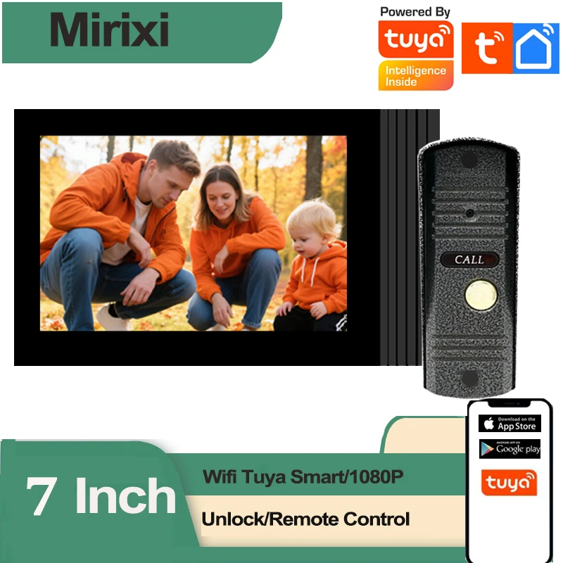 

1080P Tuya видеодомофон сенсорная панель 7-дюймовый Wi-Fi видеодомофон дверной звонок камера обнаружения движения разблокировка пульт дистанционного управления ночь