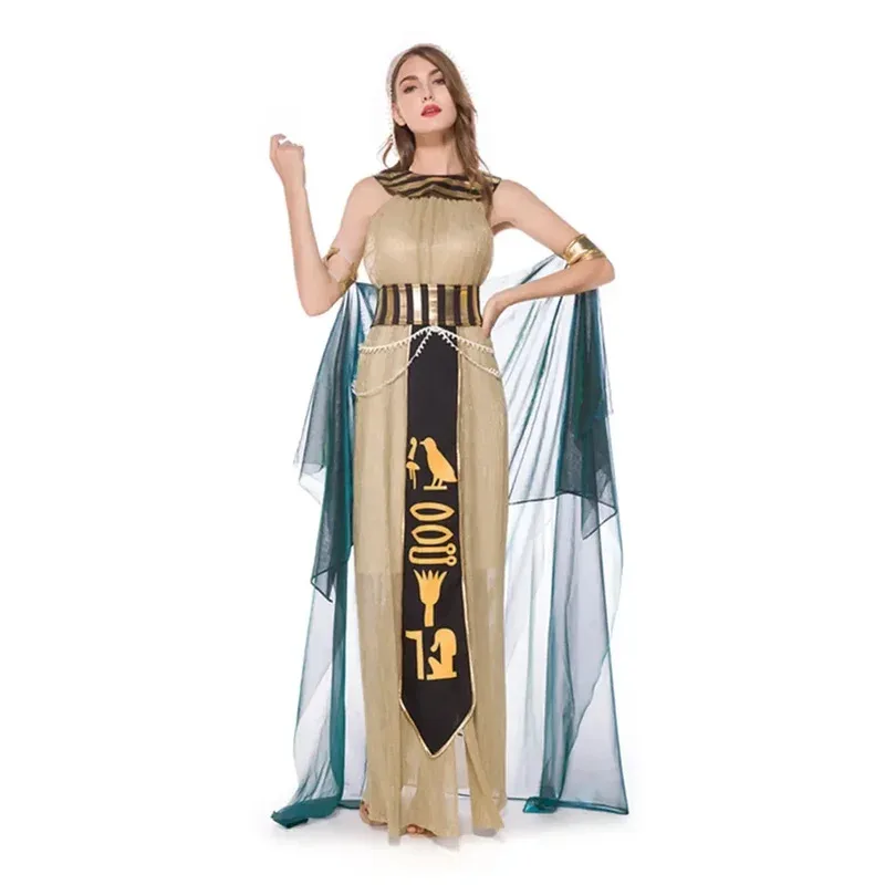 Disfraz de faraón egipcio Cleopatra de lujo para hombre y mujer adulta, disfraz de Halloween, reina griega antigua, diosa, fantasía