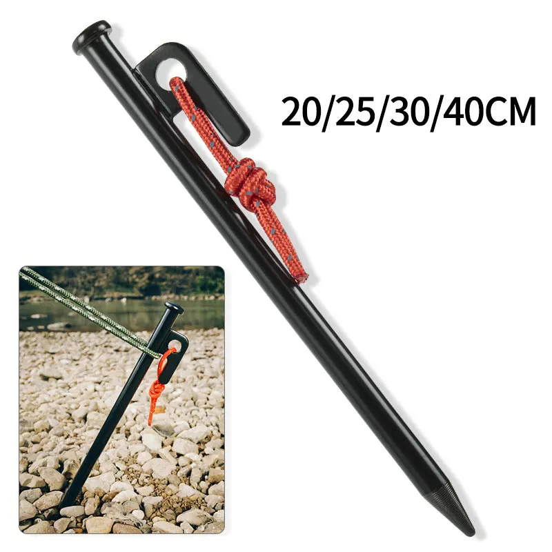 20/25/30/40cm Outdoor Tent Nail Steel Camping Windproof Pegs for Fixed Beach Canopy Ground Nail 6 PCS/Set