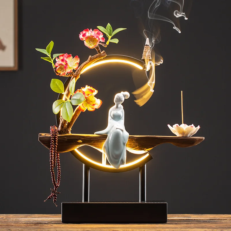 

New Chinese-Style Backflow Incense Burner Aromatherapy Home Living Room Porch Office Home Decoration Table Lamp