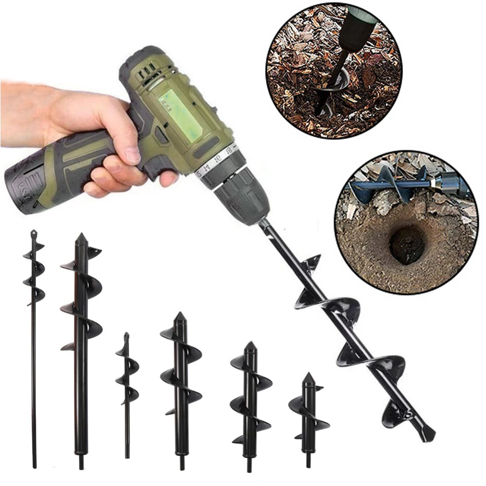 6 Size Spiral Ground Drill Gardening Digging Loose Soil Bit Seedling Plant Flower Planting Hole Digging Tool Cultivator Planter