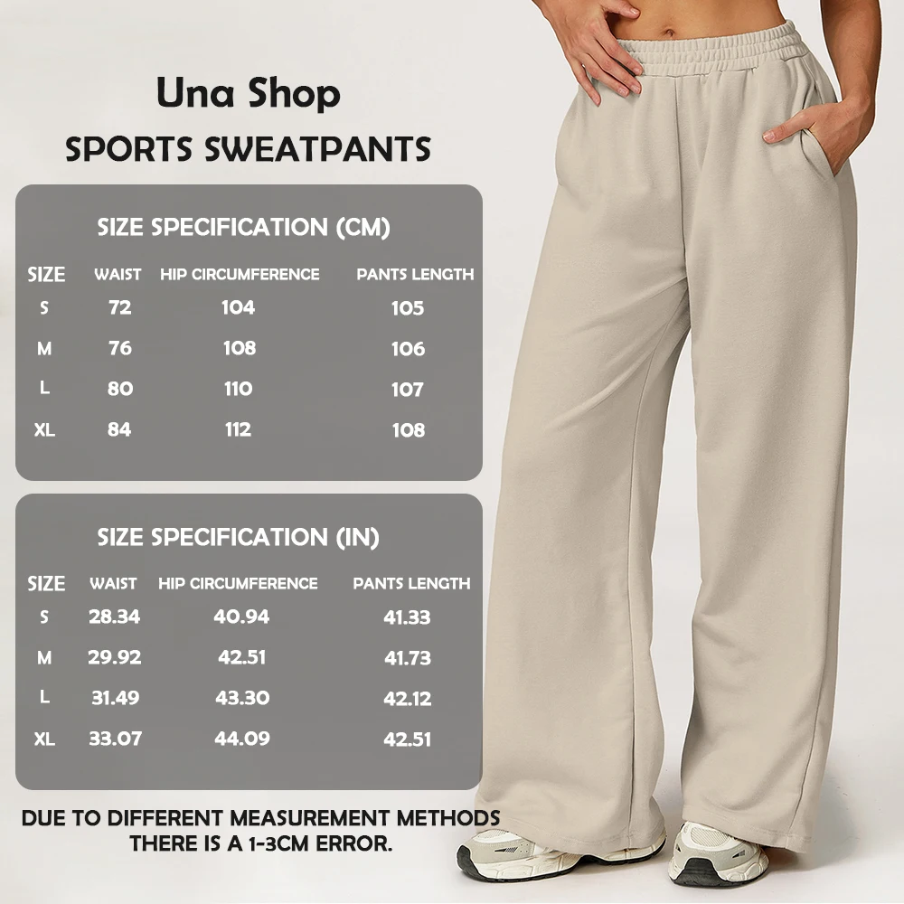 

Una-Shop Elastic Waist Sweatpants With Pockets Sports Pants For Women Leisure Training Workout Straight Trousers Sportswear Gym
