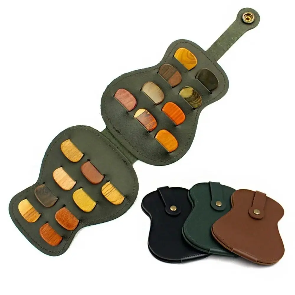 PU Leather Guitar Picks Holder Case Can Hold 18 Pieces Colorful Picks Storage Pouch Box Case Only Durable Guitar Plectrums Bag