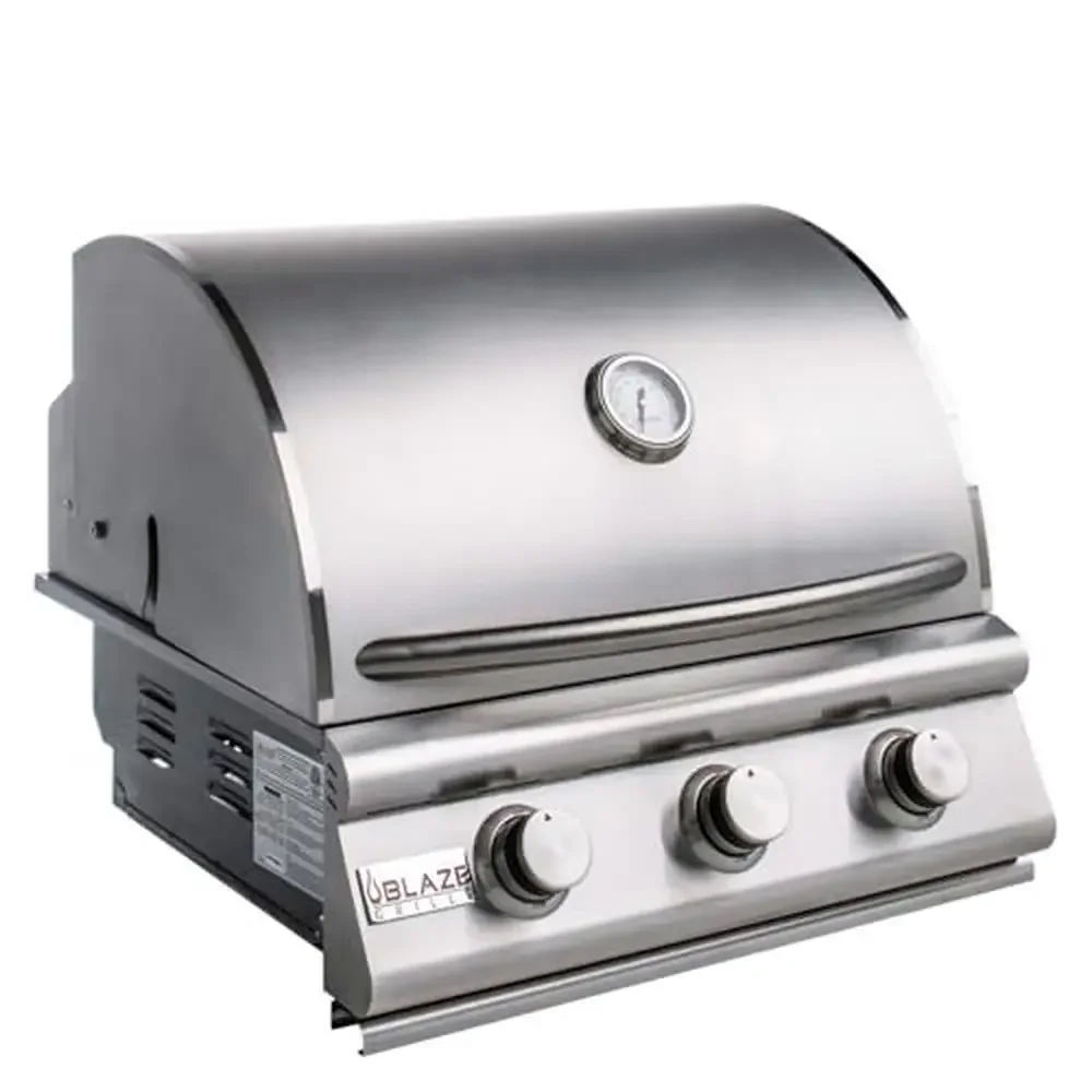 25-Zoll-Einbau-Erdgasgrill, 3-Brenner-BBQ, kommerzielles Grillen, Premium-Grill für die Küche im Freien, Edelstahl, Rost