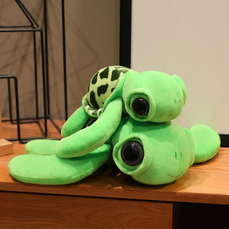 Cute Big Eyes Sea Turtle Plush Toy Green Spotted Tortoise Stuffed Doll Fluffy Ocean Animal Plushie Sofa Bedroom Home Decor
