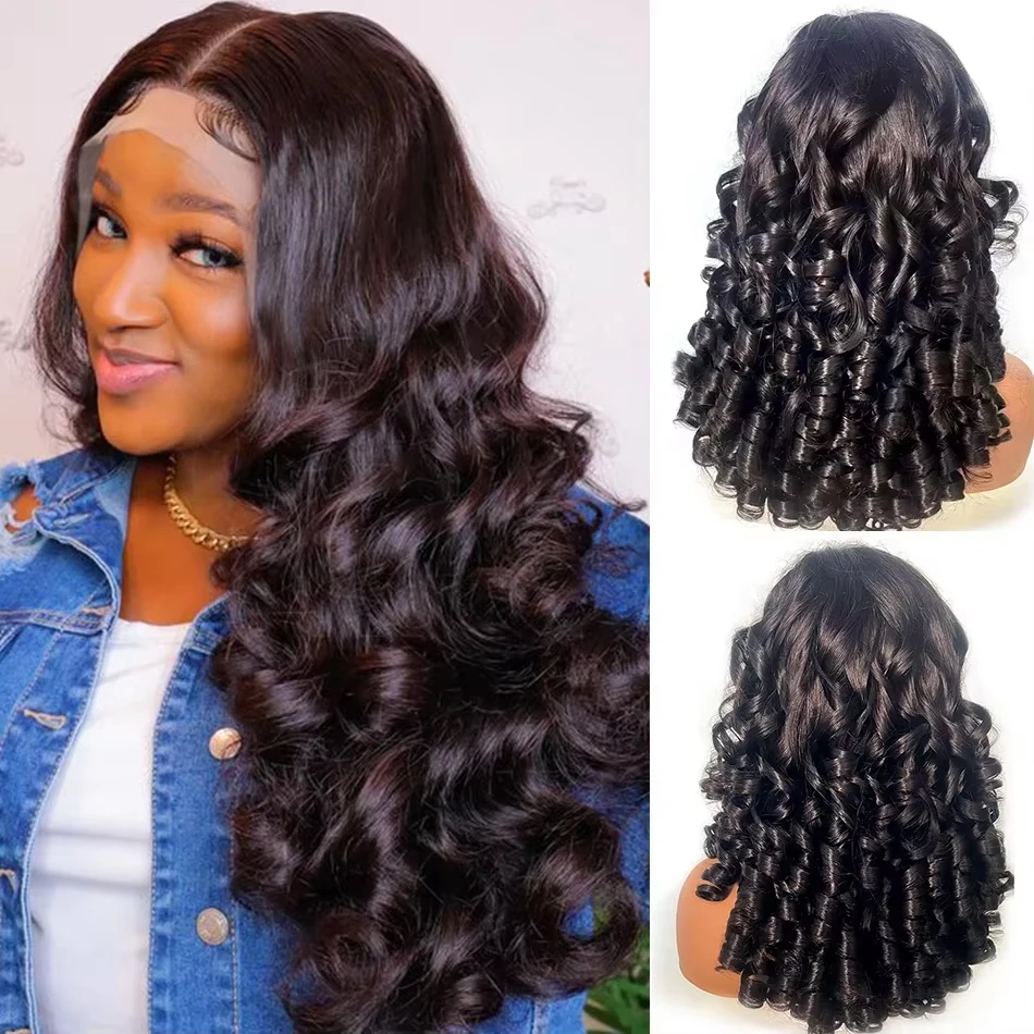 Wigirl 12A Raw Donor Unprocessed Virgin Human Hair Double Drown Loose Curly Wig 200% Bouncy Loose Wave 13x4 HD Lace Frontal Wigs