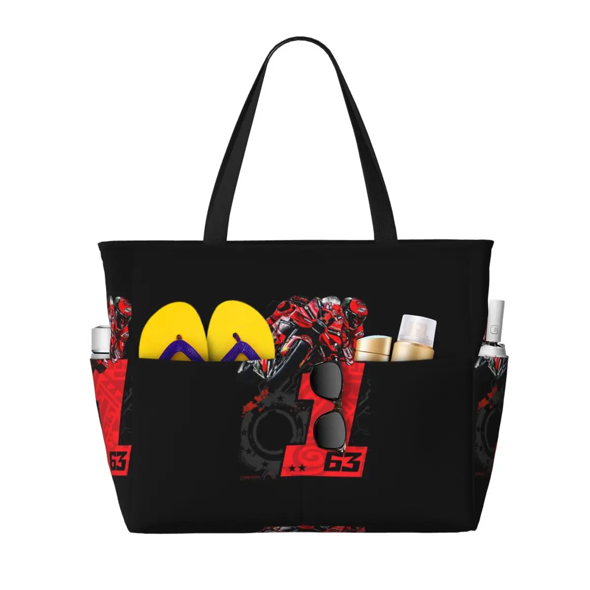 Francesco Bagnaia Number 1 Moto GP Beach Tote Bag Sport Gym Yoga Duffle Large Tote Bag Women Travel Bag Fitness bag