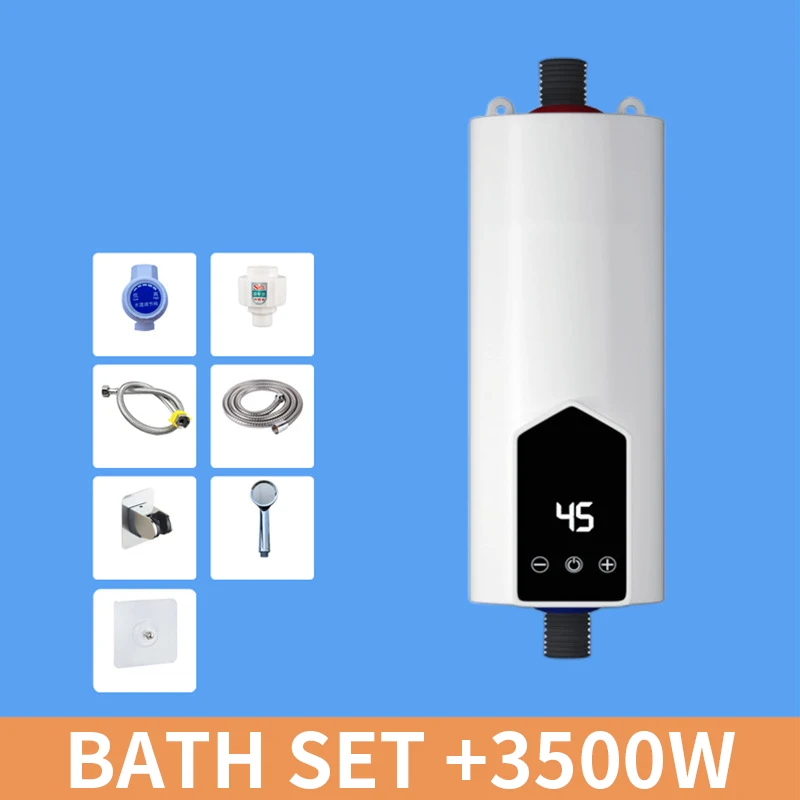 3500W Kitchen Bathroom Instantaneous Electric Water Faucet Heater Instant Tankless Hot Water Tap Heating Machine Shower 110V