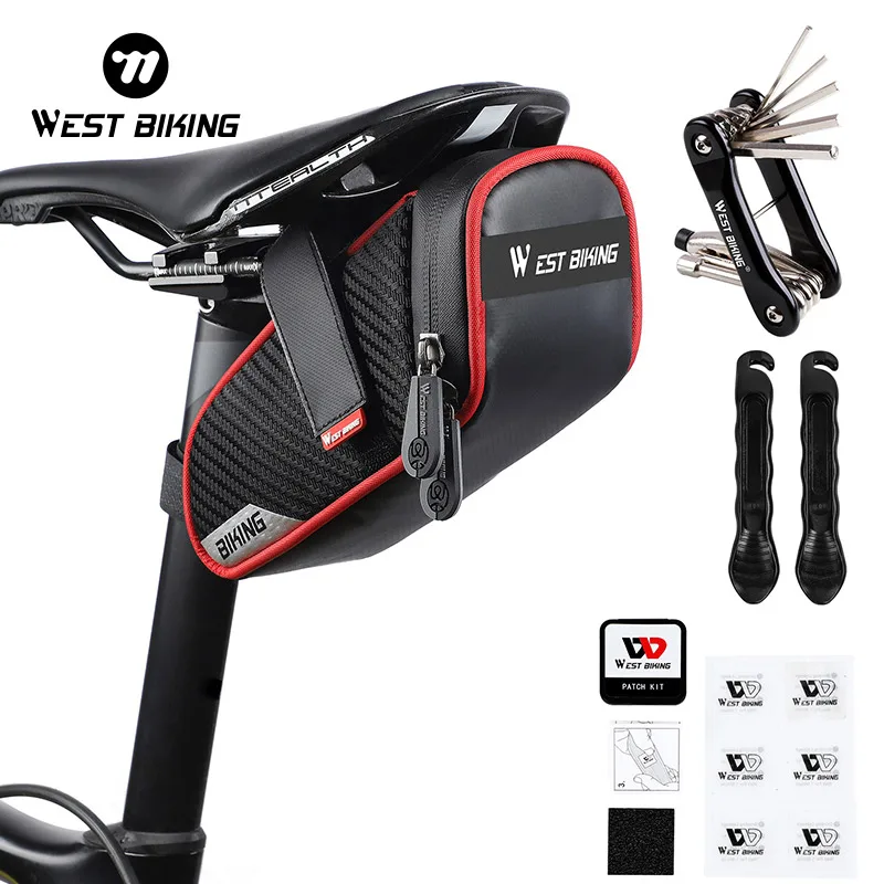 

WEST BIKING Bicycle Saddle Bag Mutlifunction Rainproof Reflective Storage Seat Rear Tool Pouch Bag MTB Road Cycling Accessories