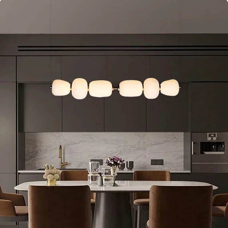Modern Home Decoration Salon Chandeliers Simplicity White Glass Led Lights Nordic Dining Table Living