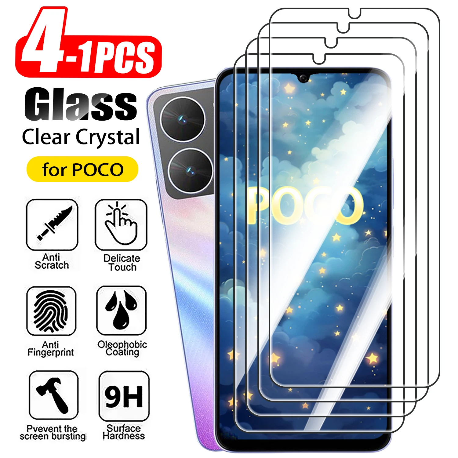 

1-4 шт. защитное стекло для Xiaomi POCO X7 Pro, защитное стекло для экрана POCO X3 X4 X5 X6 Pro 5G, стекло для Xiaomi POCO X3 X4 GT