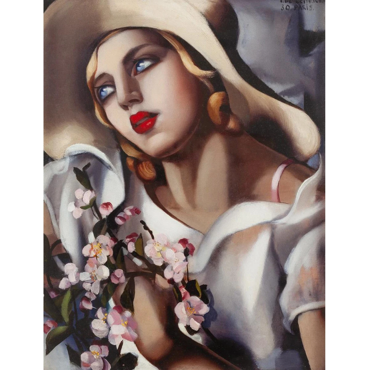 The Straw Hat by Tamara de Lempicka Hand made famous painting replica beautiful woman art canvas for Nordic Living Room decor