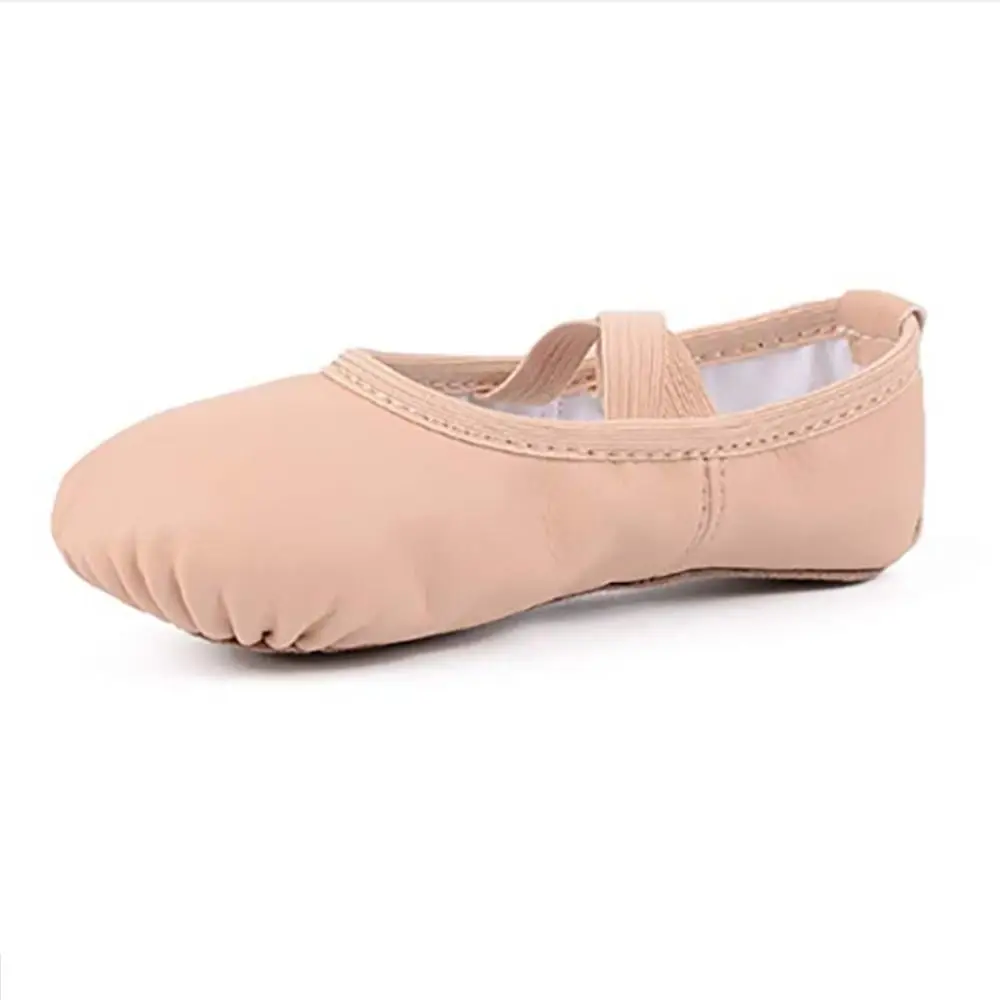 Zapatos de Ballet suaves para mujer, zapatillas de Yoga de cuero PU, fáciles de cuidar, suela completa, resistentes al desgaste, talla 32-40