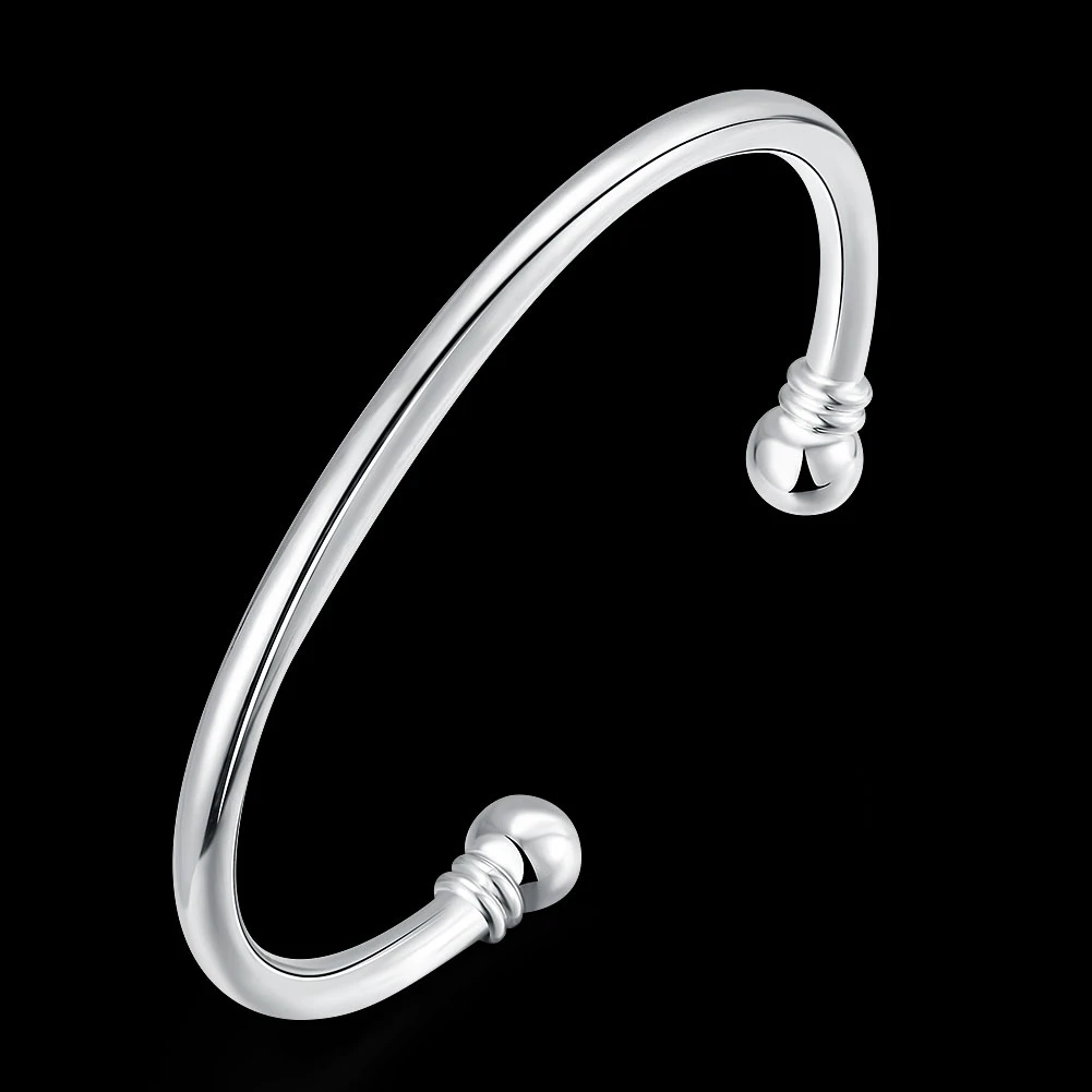 promotions 925 Sterling Silver Cuff Bangle fashion women jewelry High quality charm retro elegance circular bracelet wedding