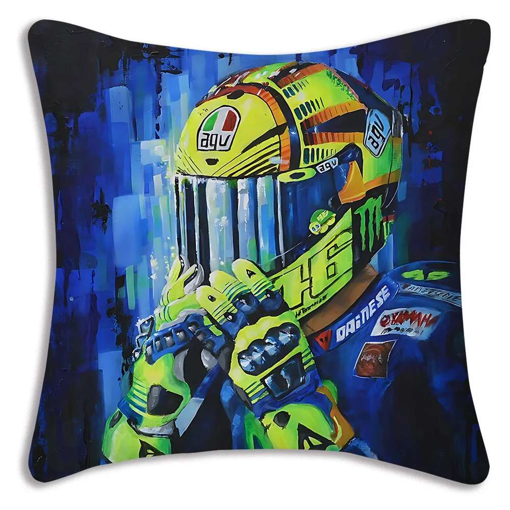 V-Valentino R-Rossi Pillow Covers Cartoon Sofa Decorative Home Double-sided Printing Short Plush Cute Cushion Cover