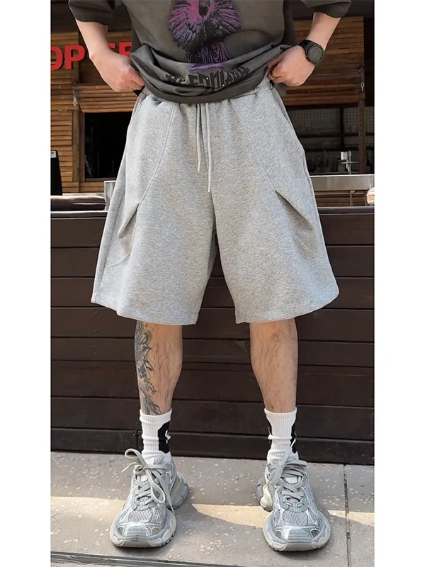 

Мужские плиссированные шорты Cleanfit с вставками, летние, прямые, в американском ретро-стиле, повседневные, длиной до колена, дышащие, комфортные