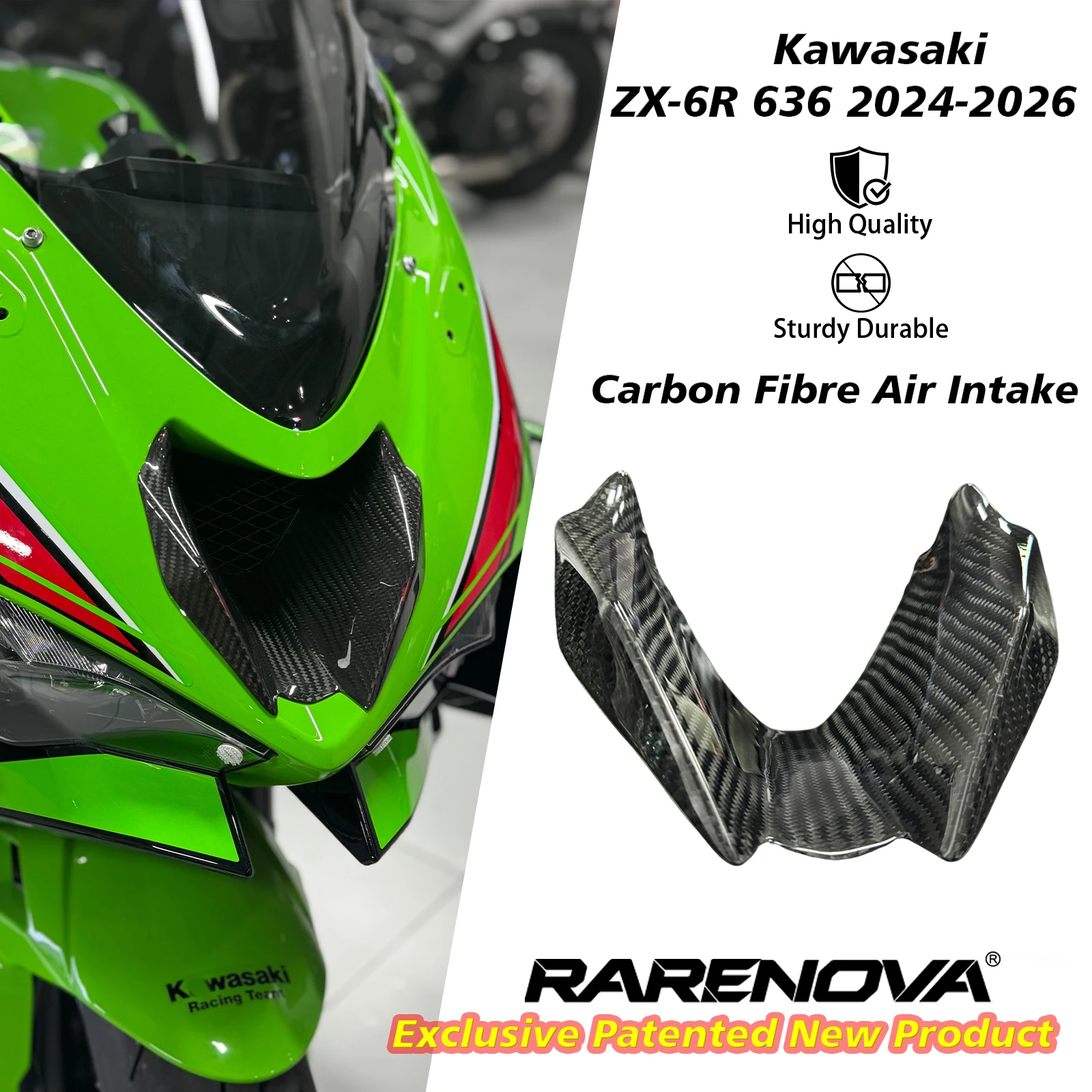 

Kawasaki Ninja ZX-6R ZX6R 2024-2026 Model Motorcycle Front Fairing Intake Port Stamped Port Housing Cover Genuine Carbon Fibre