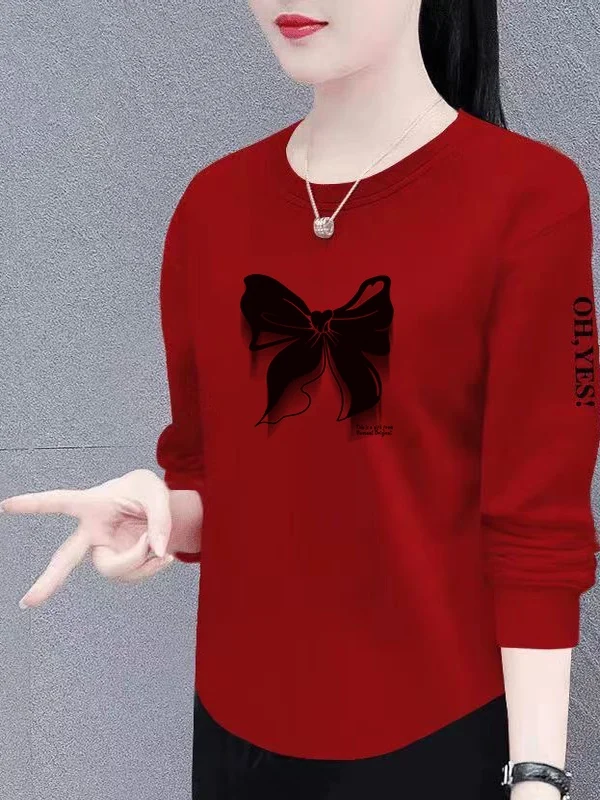 

Теплая женская кофта с длинным рукавом Slim Fit в стиле Mommy для женщин среднего возраста, повседневная, с принтом, из полиэстера, больших размеров