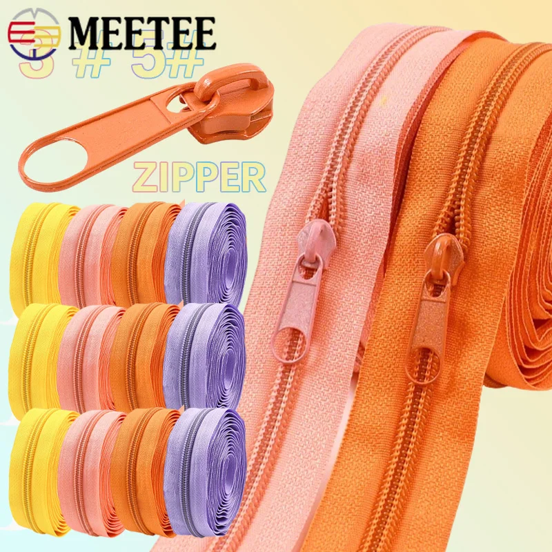 

Meetee 20-50M 3# 5# Nylon Zippers with Slider 26 Colors Plastic Zips Bag Garment Home Textiles Zip Tapes DIY Sewing Accessories