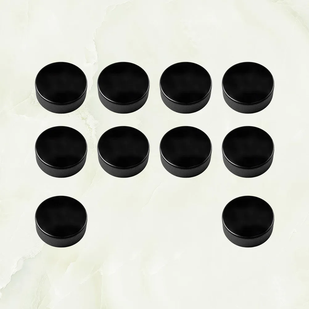 

10Pcs High-Density PU Ice Hockey Pucks Professional Standard Weight 6Oz Flat Smooth Surface Anti-Slip Texture for Pond Rink