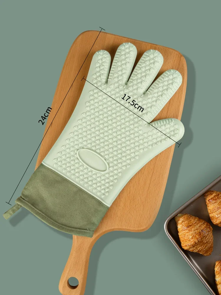 Zackoo Anti-Scalding Gloves,Silicone High temperature resistant anti-slip anti-heat microwave oven baking Mitts For Chitchen