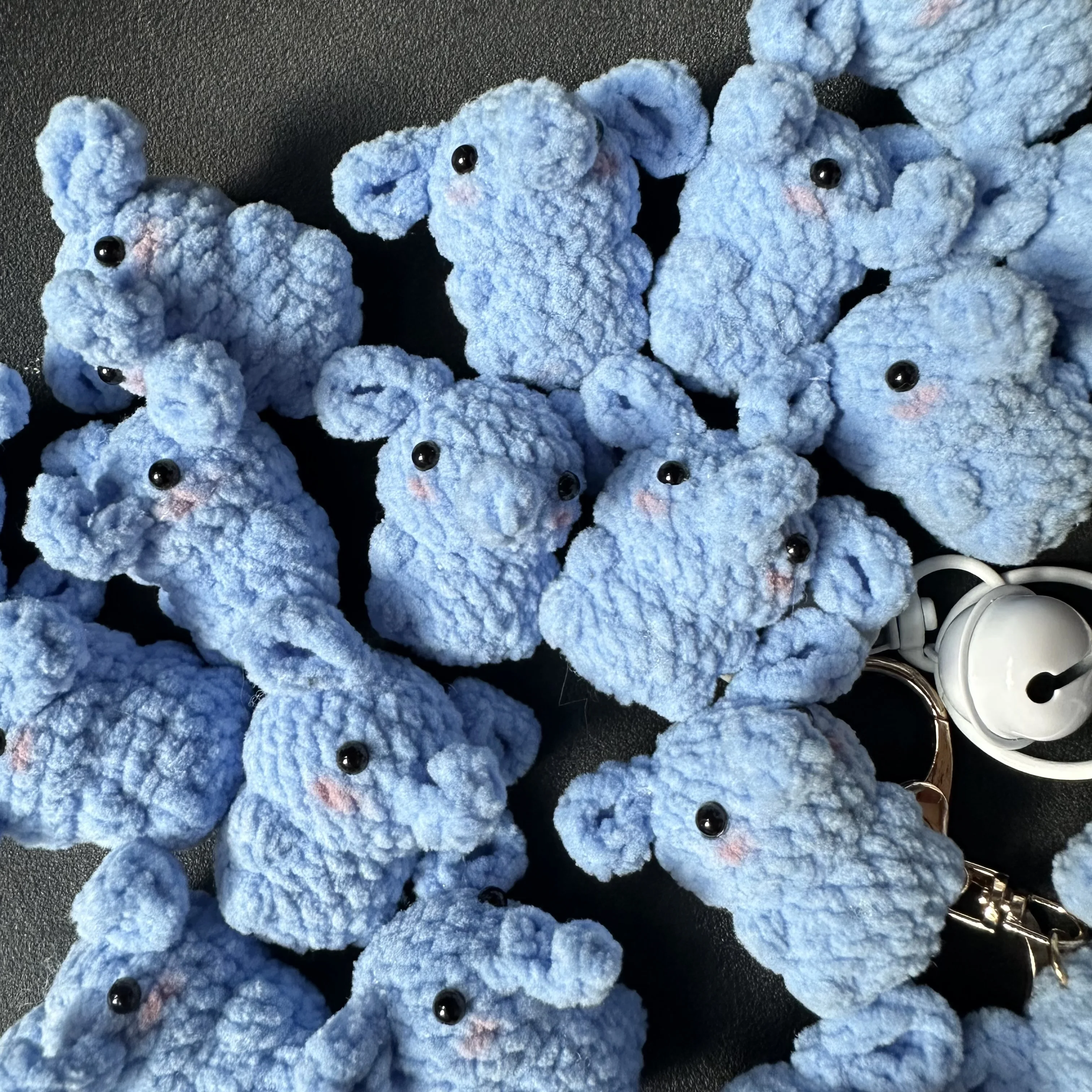 5pcs Handmade 4cm Knitting Mini Fudge Little Elephan Keychain Crochet Schoolbag Pendant Accessories Doll Keyrings Wholesale