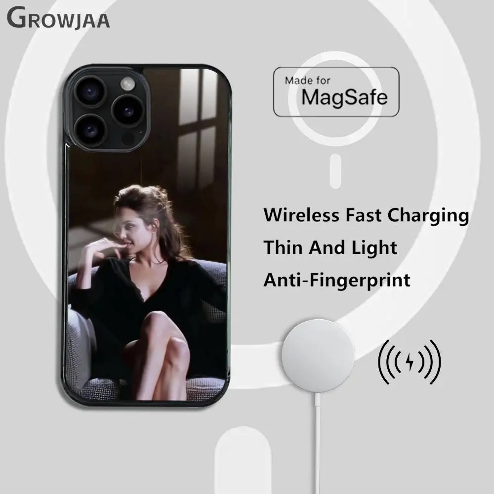 

A-Angelina Actress Jolie Phone Case for iPhone 16/15/14/13/12/11 pro Max plus Mini Wireless Charging Magnetic Hard Shell