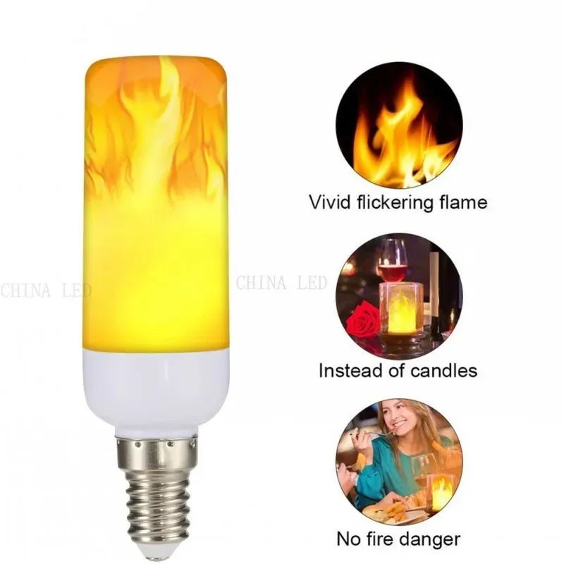 E27 E14 B22 LED لهب لمبة 9 واط أربعة طرق لهب لمبة وامض LED ديناميكية لهب تأثير الضوء AC8V-265V 78SMD 2835 ضوء لمبة