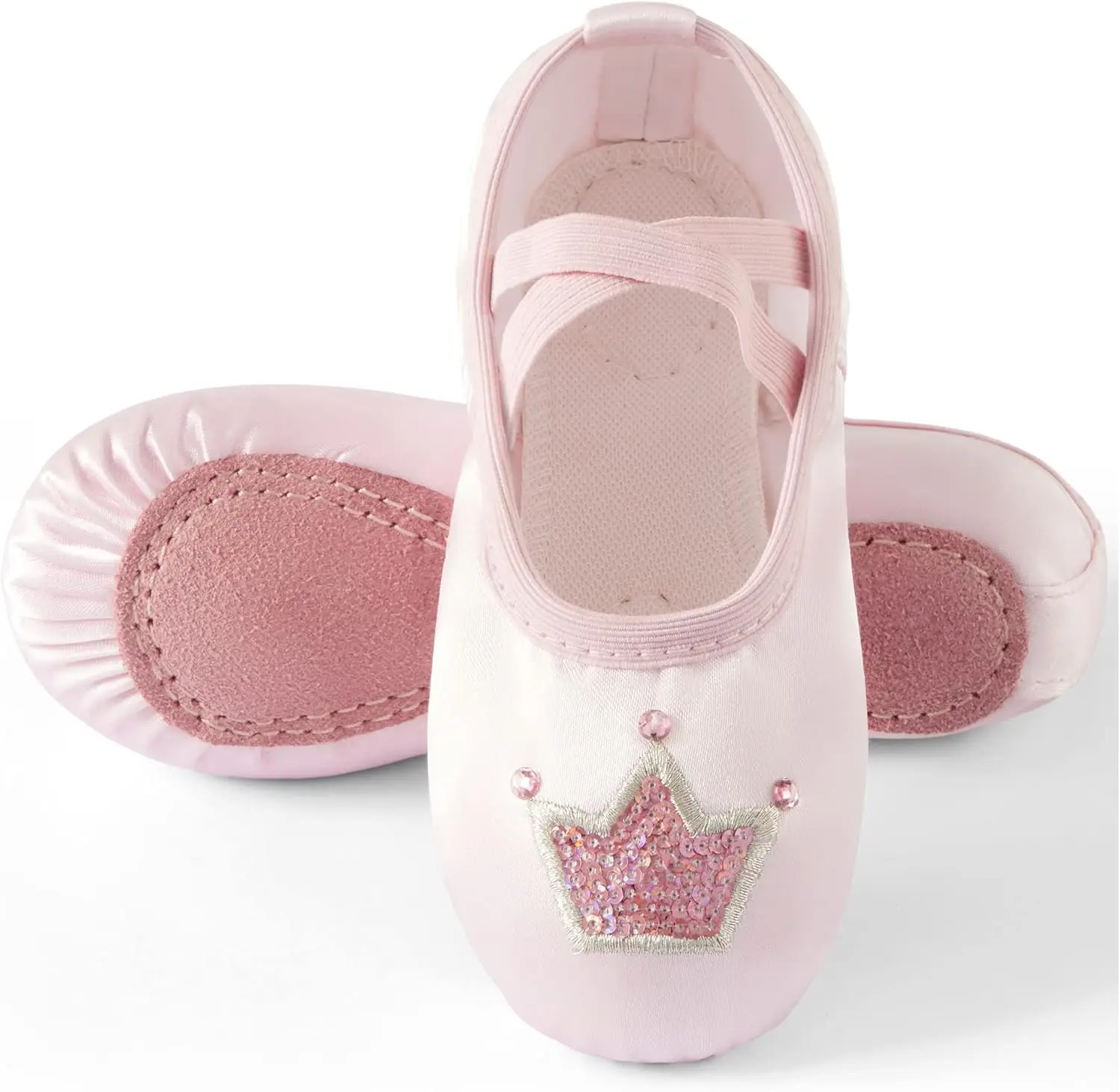 

Ballet Shoes for Girls, Satin Dance Practice Slippers Split Sole Soft Leather Flat Yoga Gymnastics Shoes