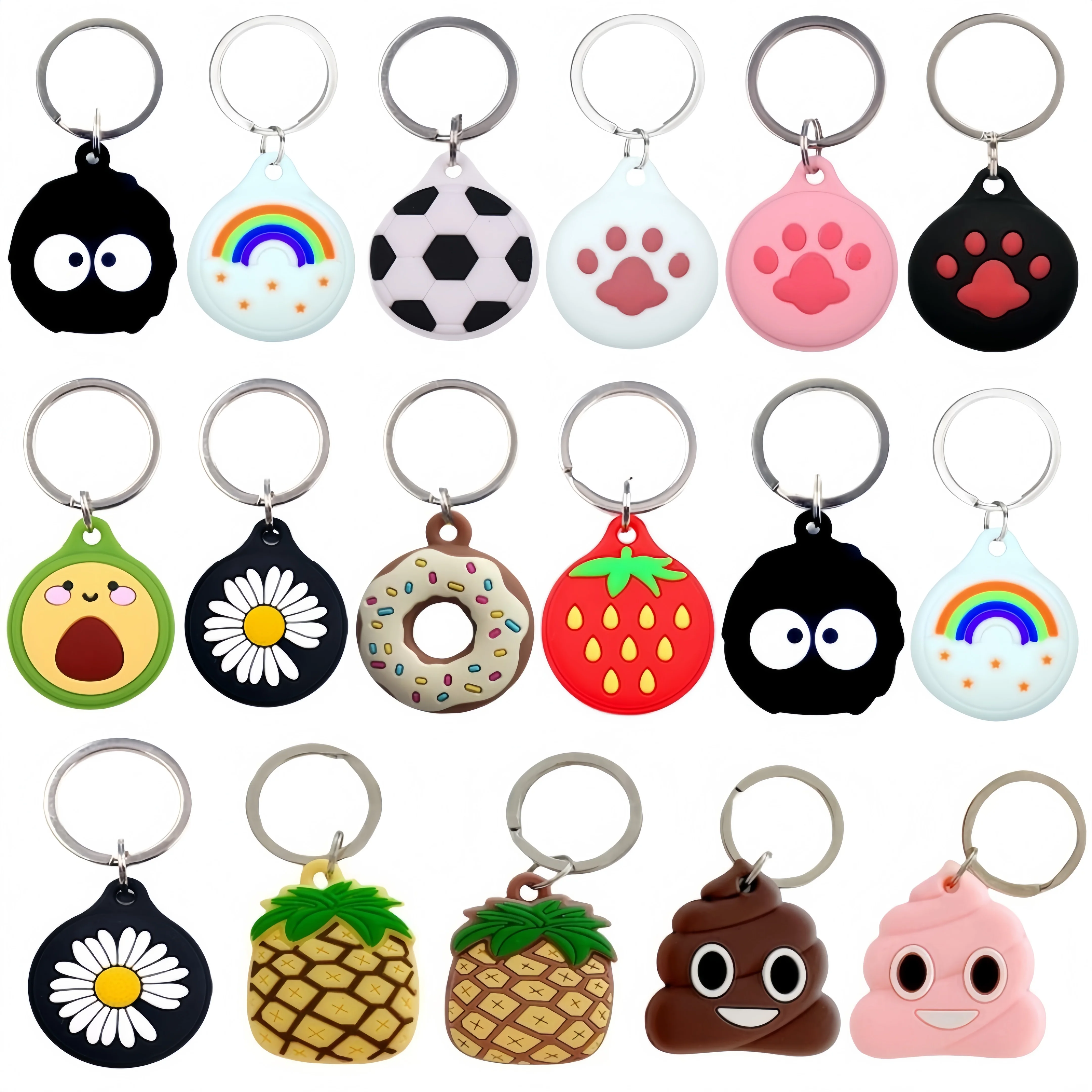 

Soft Silicone Case For Apple Airtags Locator Tracker Device Anti-Scratch Keychain Cartoon Protective Cover Anti-Loss Accessories