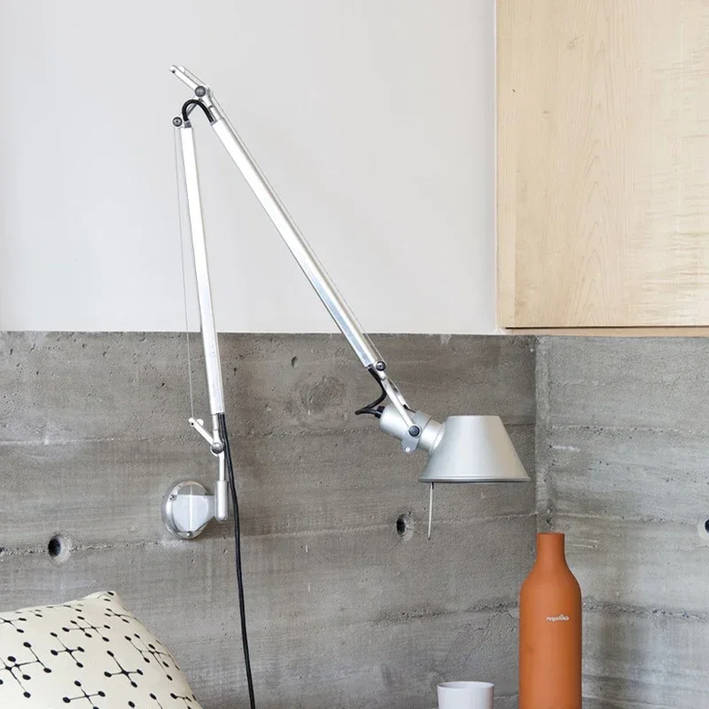 

Nordic Od Rocker Arm Long Industrial Wall Lamp Bedroom Bedside Desk Reading Telescoping Folding Long Rarm LED Wall Lamp