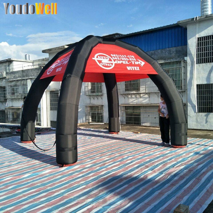 Customizable 6-meter Diameter 4-leg Red And Black Inflatable Spider Leg Tent For Event Exhibitions And Commercial Advertising