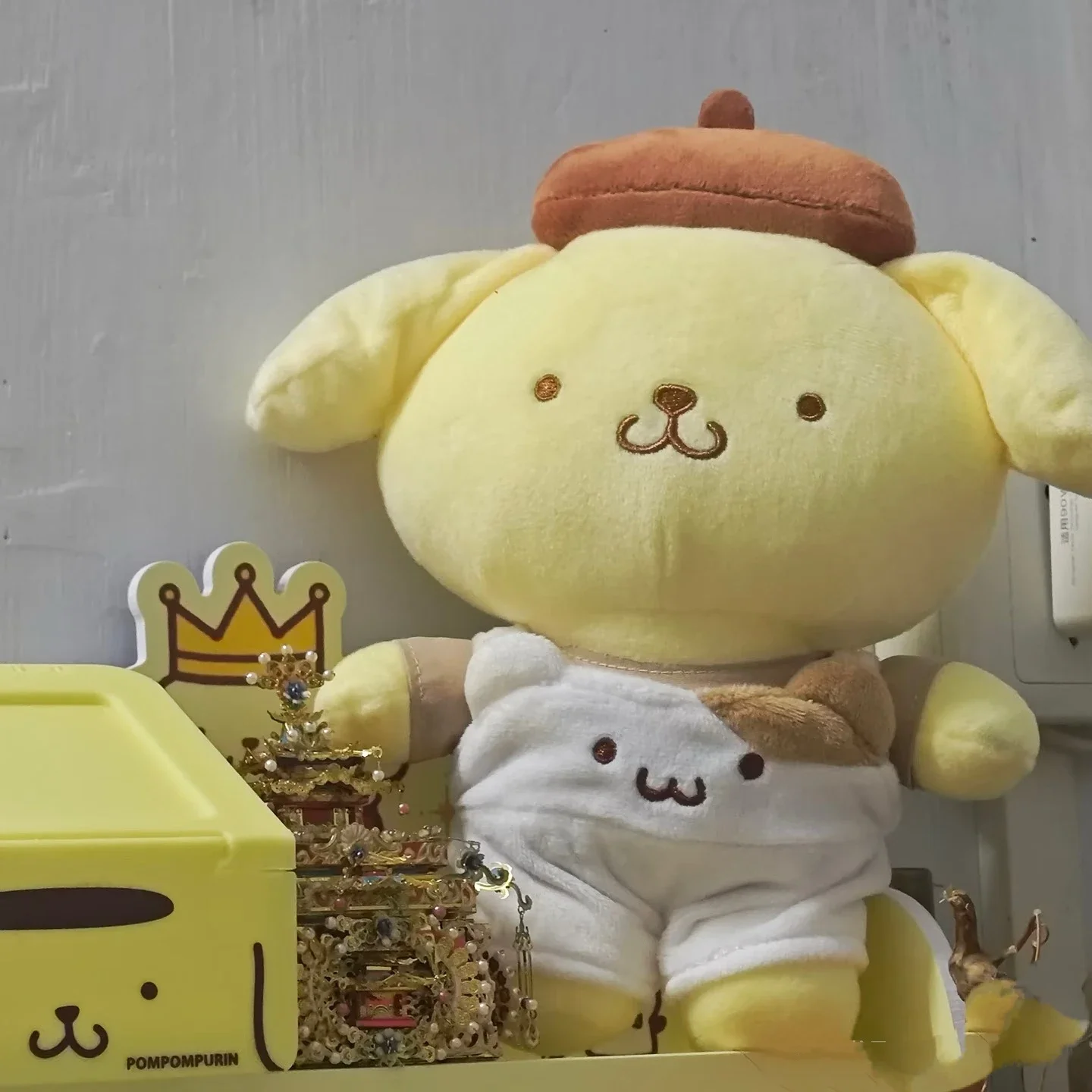 

25 см очаровательная плюшевая игрушка Pom Pom Purin с комбинезоном Kawaii аниме мягкая кукла-собака милая игрушка для сна рождественские подарки для девочек и мальчиков