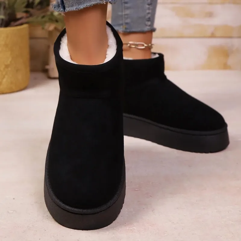 Designer's 2026 New Winter Trendy Women's Snow Boots Suede Fashionable Lined Plush Flat Warm and Comfortable Women's Snow Boots view 6