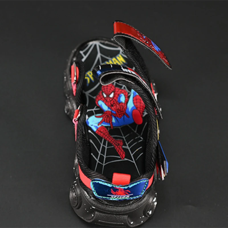 Disney Marvel Boys Girls Spider-Man Led Light Up Luminous Sports Sandals Summer Kids Sandals Non-slip Casual Toddler Shoes