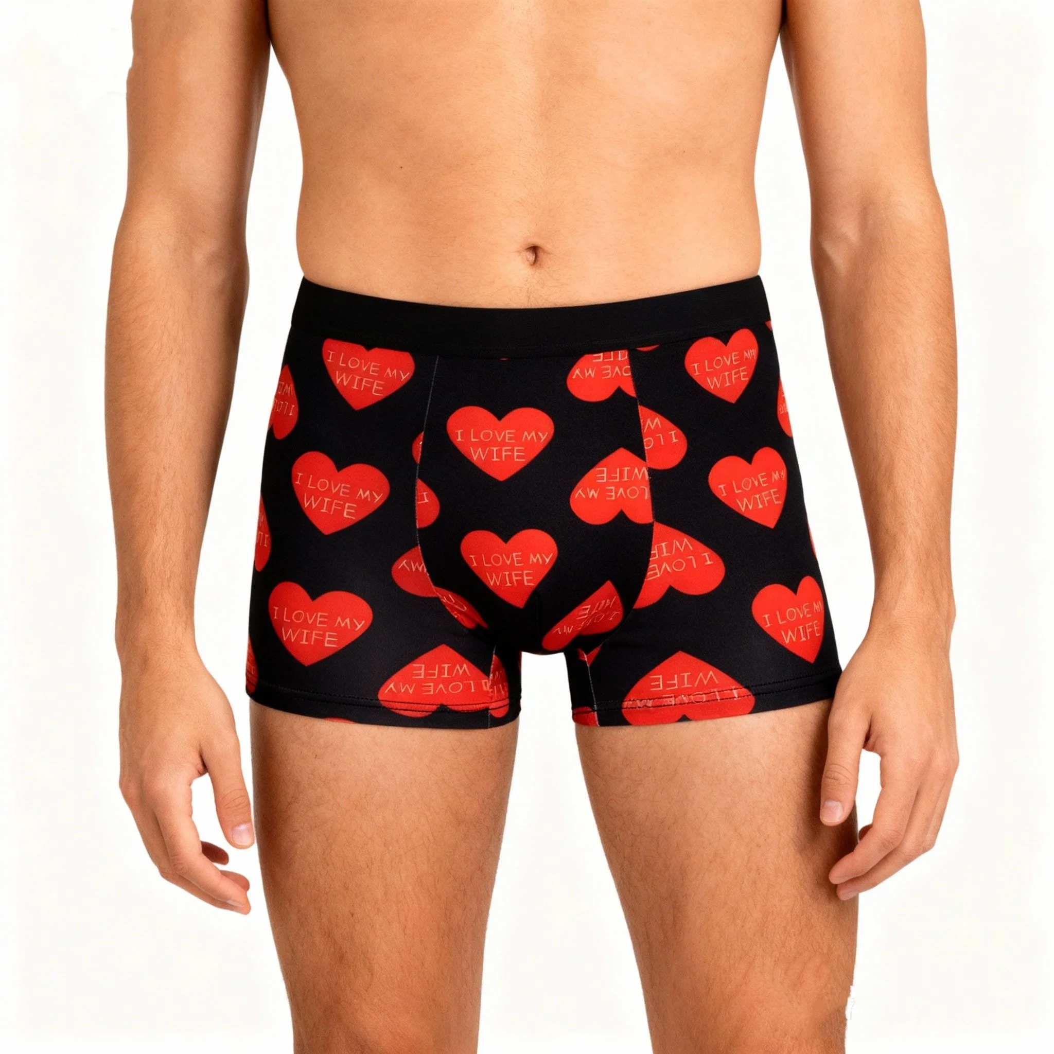 4 unidades de roupa íntima masculina com estampa de coração respirável cintura média presente de dia dos namorados