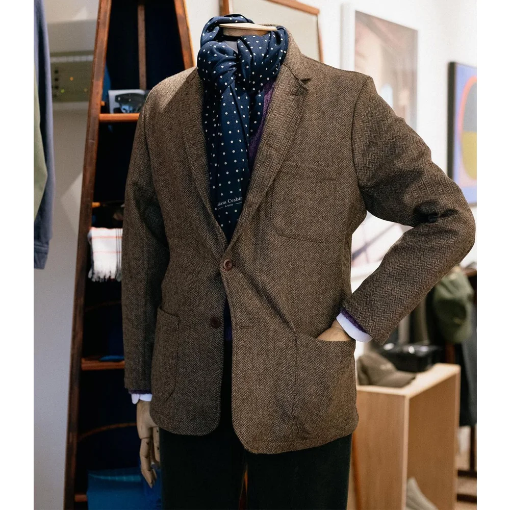 

Casual Suit Jackets for Man Notch Lapels Business Style Vintage Herringbone Fabric Urban Blazers Men's Jacket Single-Breasted