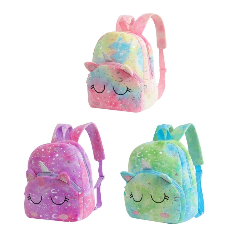340D Whimsical Rainbow Backpack For Little Girls Soft School Bag Adjustable Strap