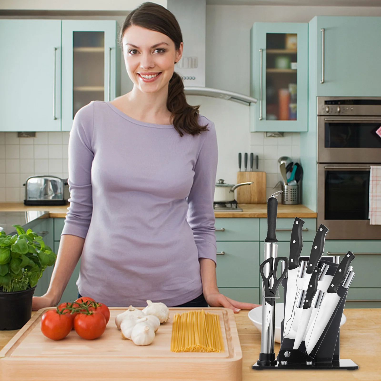 

1Pcs Kitchen Cutter Holder Multi-Slot Cutter Storage Rack Desktop Shelf Stable Organizer for Cutters Scissors Kitchenware