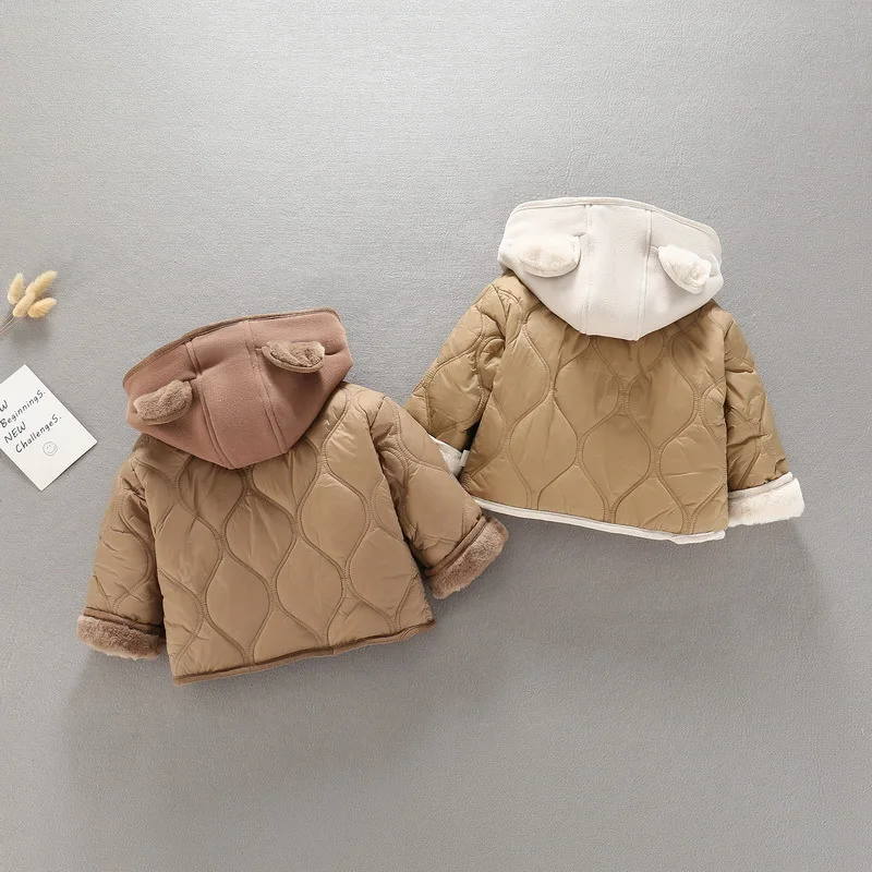Cute Ear Hooded Jacket For Boys Girls Coat Thick Autumn Winter Outerwear Children's Coats Infant Toddler Casual Baby Clothing