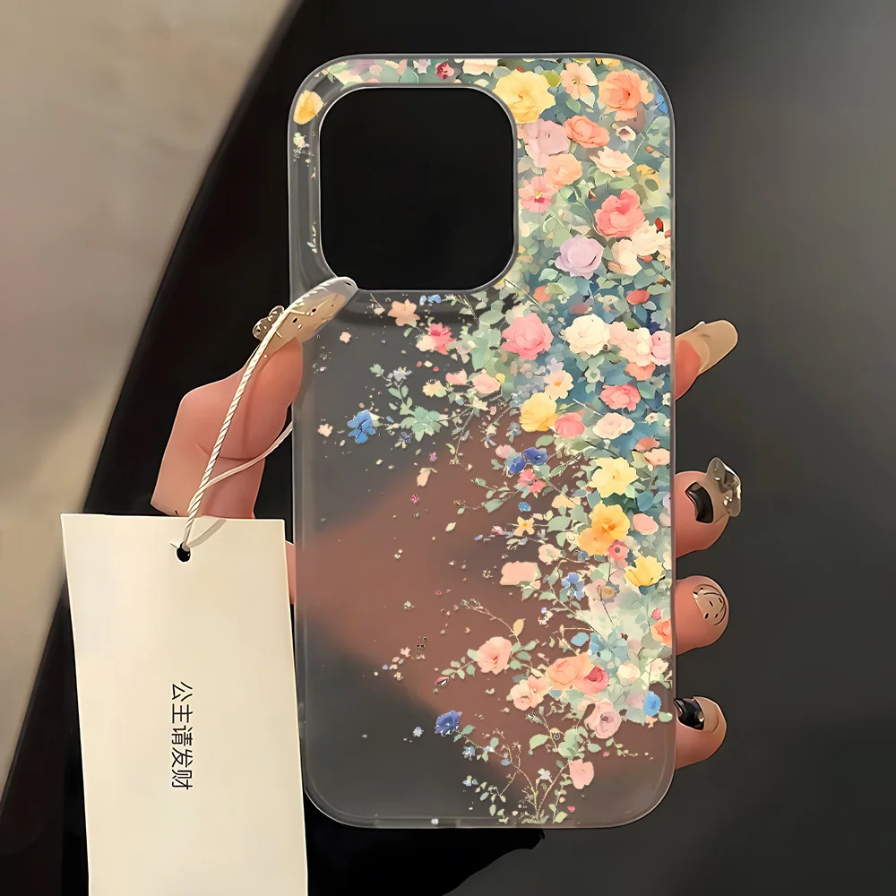

INS Flower Soft Phone Case for iPhone 16 Pro Max Case iPhone 15 13 14 12 11 Pro 12 Mini 16 Plus Silicone Shockproof Back Cover