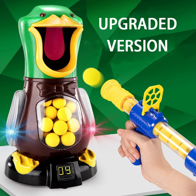 Hungry Shooting Duck Toys Air-powered Gun Soft Bullet Ball With Light Electronic Scoring Battle Games Funny Gun Toy For Kids