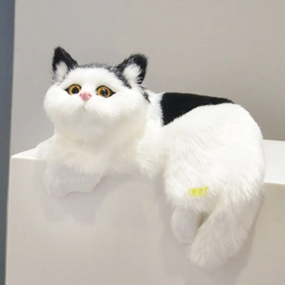 

Furry Simulation Cat Hanging Ornament Animal Figurines Soft Fake Cat Model Realistic Cute Stuffed Animals Sculptures
