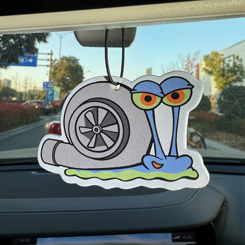 Turbo Snail Hilton (Hotel Scent) Car Air Freshener |   Rearview Mirror Hanger & Dual-Purpose Air Vent Clip |   Natural Material Aromatherapy Tablets |   Long-Lasting Fragrance for 90 Days |   Alcohol-Free |   Not Afraid of the Sun Exposure |   Designed Specifically for Odor Removal in Cars, Closets, and Bathrooms. |   Cartoon Animation Graphics |   Unisex |   Luxury-Grade Fragrance |   The Same Marine Fragrance Used in Five-Star Hotels