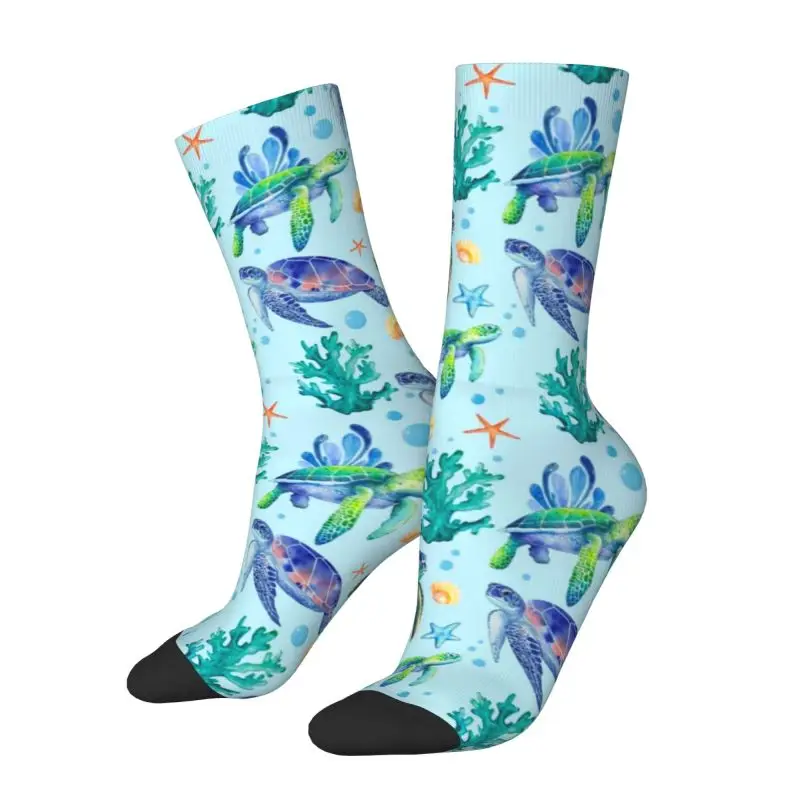 Harajuku Sea Turtles Socks Men Women Warm 3D Printing Sea Animal Sports Basketball Socks