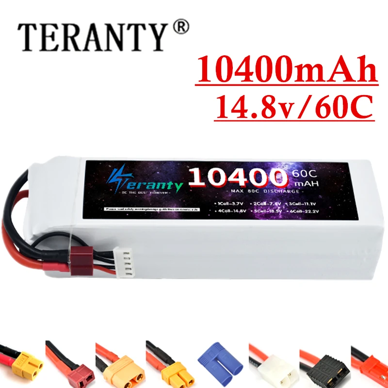 4S 14.8V 10400mAh 60C RC Helicopter LiPo Battery With XT60 Deans T For RC Airplane Quadrotor Drone Truck Car Boat XT90 TRX Plug