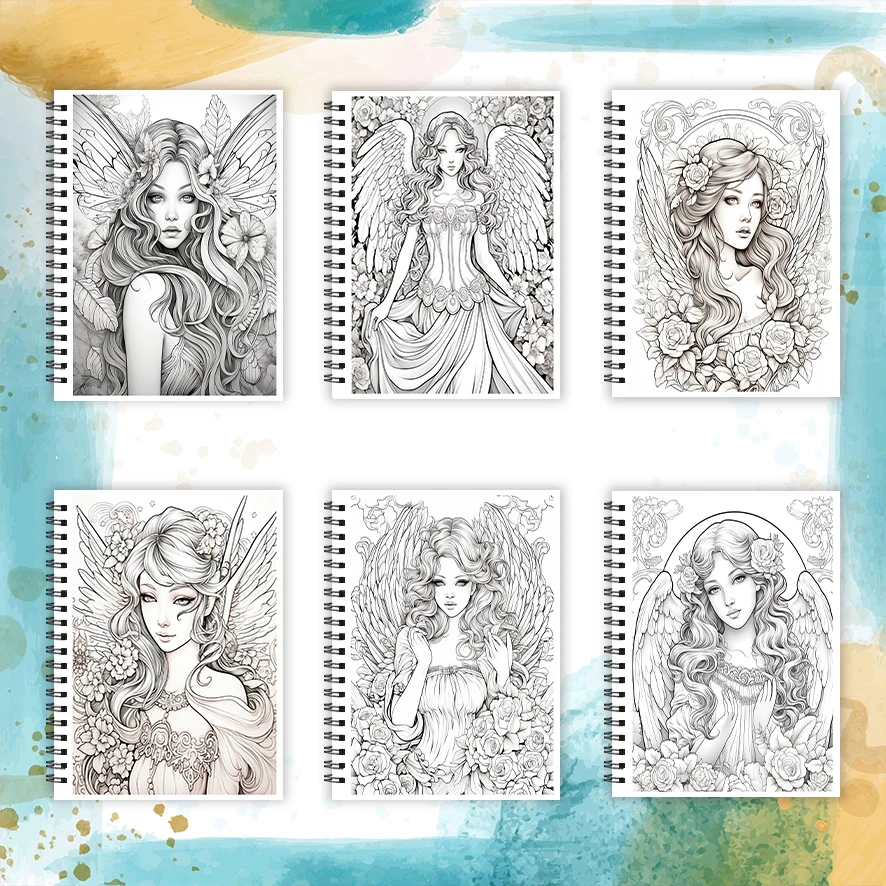 Angel Coloring Book for Adults - 8.3x 11.2 Inch 32 Page Coloring Book - Helps Reduce Stress and Ease Emotions