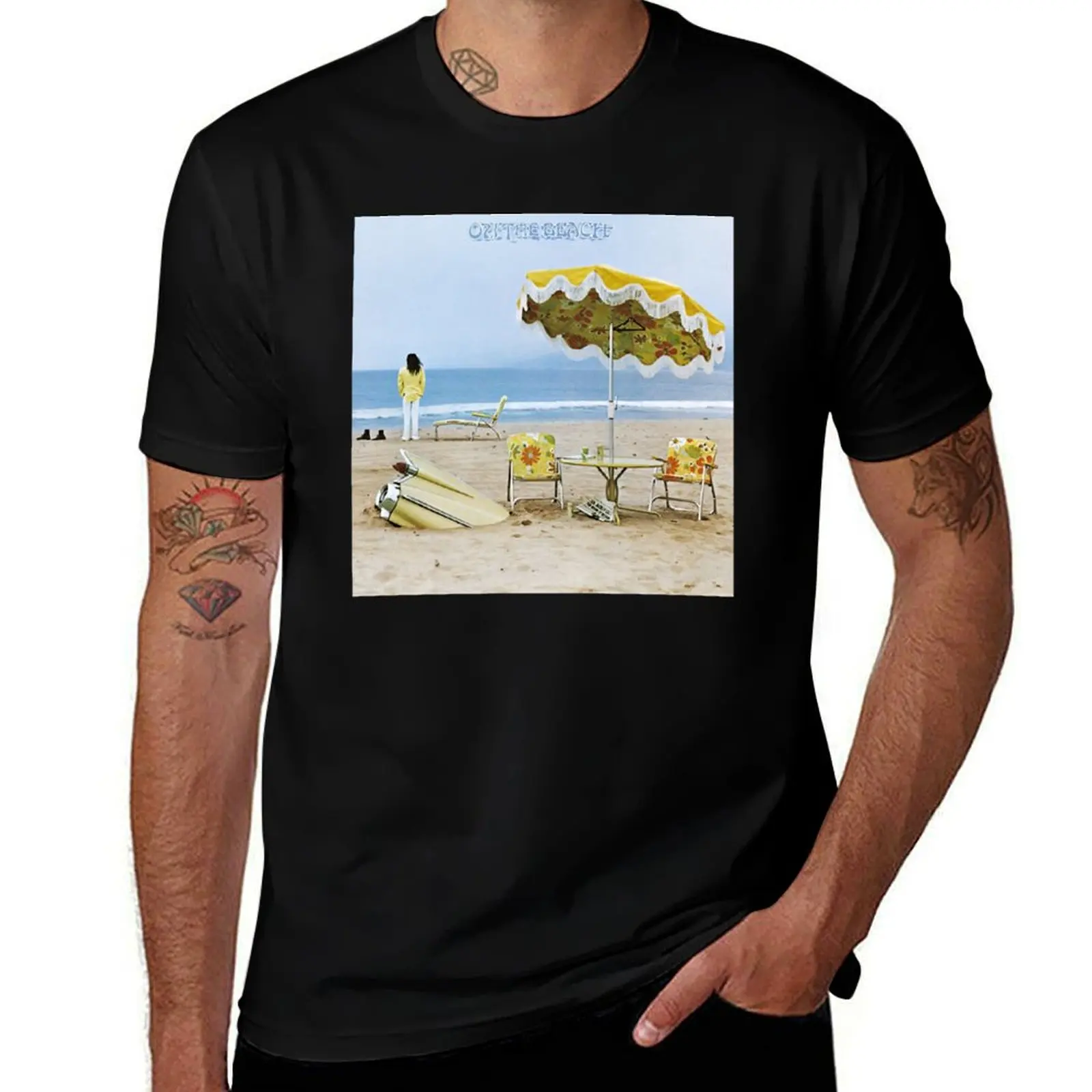 Neil Young On the Beach Album Cover Art Clic T-Shirt t shirts for man cotton soft T-Shirt