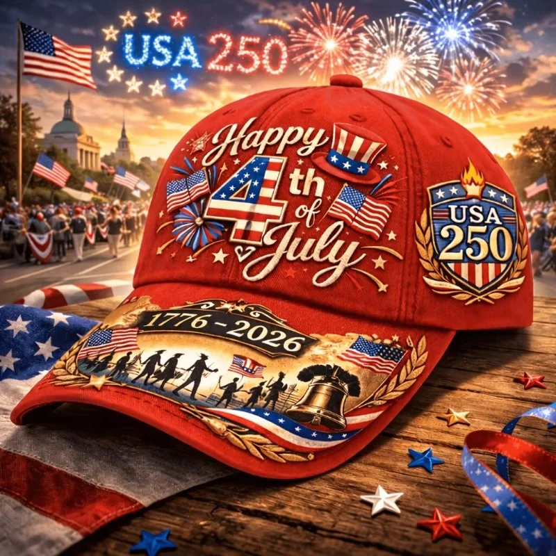 2026 4th ofJuly USA 250th Anniversary Adjustable Cap with Uncle Sam Hat Stars Stripes Punk Style Suitable for July Fourth Parade