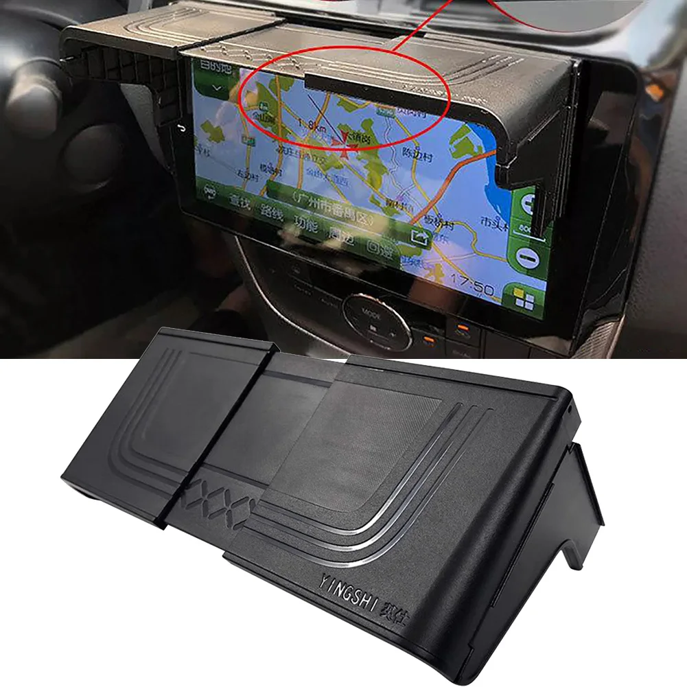 

Tension Fit Sunshade Visor Enhancing Visibility of Vehicle Navigation Systems Sized Between Seven and Twelve Inches